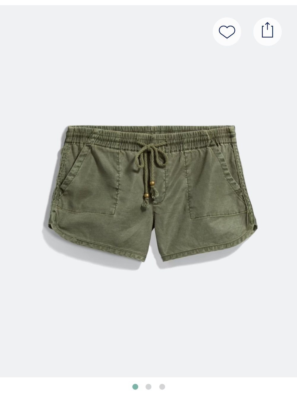 885. Level 99 Laird Linen Olive Green Cargo Drawstring Shorts Beach Boho
